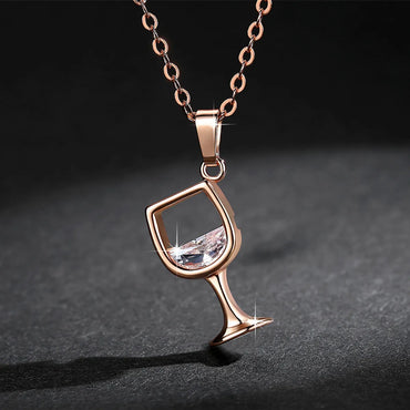 Streetwear Wine Glass Copper Plating Pendant Necklace