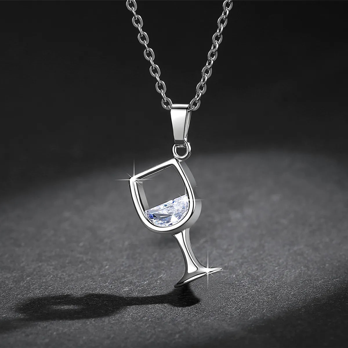 Streetwear Wine Glass Copper Plating Pendant Necklace