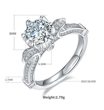 Style Fashion Luxury Ring S925 Silver Go Out Wear Exquisite Gift