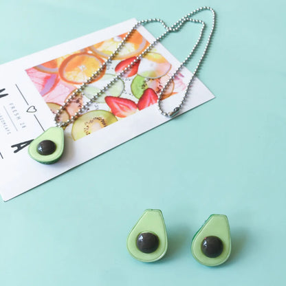 Summer Avocado Cute Simulation Fruit Hairpin Necklace Earrings