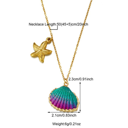 Wholesale Jewelry Simple Style Classic Style Shell 304 Stainless Steel Patchwork Inlaid Shell Pendant Necklace