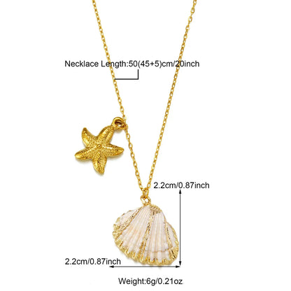 Wholesale Jewelry Simple Style Classic Style Shell 304 Stainless Steel Patchwork Inlaid Shell Pendant Necklace