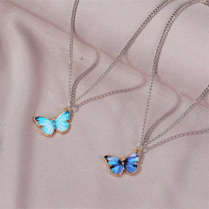 Summer New Product Gradient Butterfly Necklace Couple Clavicle Chain Butterfly Bracelet Wholesale