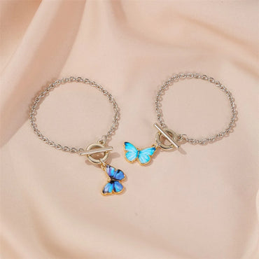 Summer New Product Gradient Butterfly Necklace Couple Clavicle Chain Butterfly Bracelet Wholesale