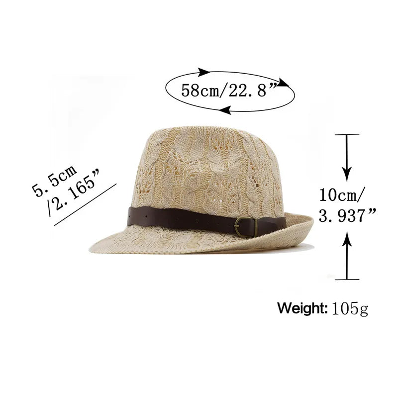 Summer Straw Hat Men'S And Women'S Hand-Woven Fedora Hat Beach Sun-Proof Hat Wholesale