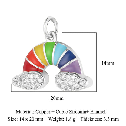 1 Piece Copper Zircon 18K Gold Plated Sun Rainbow Star