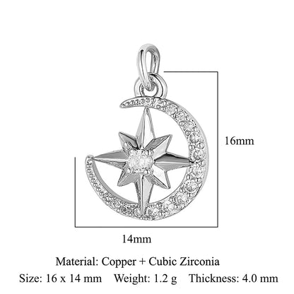 1 Piece Copper Zircon 18K Gold Plated Sun Rainbow Star