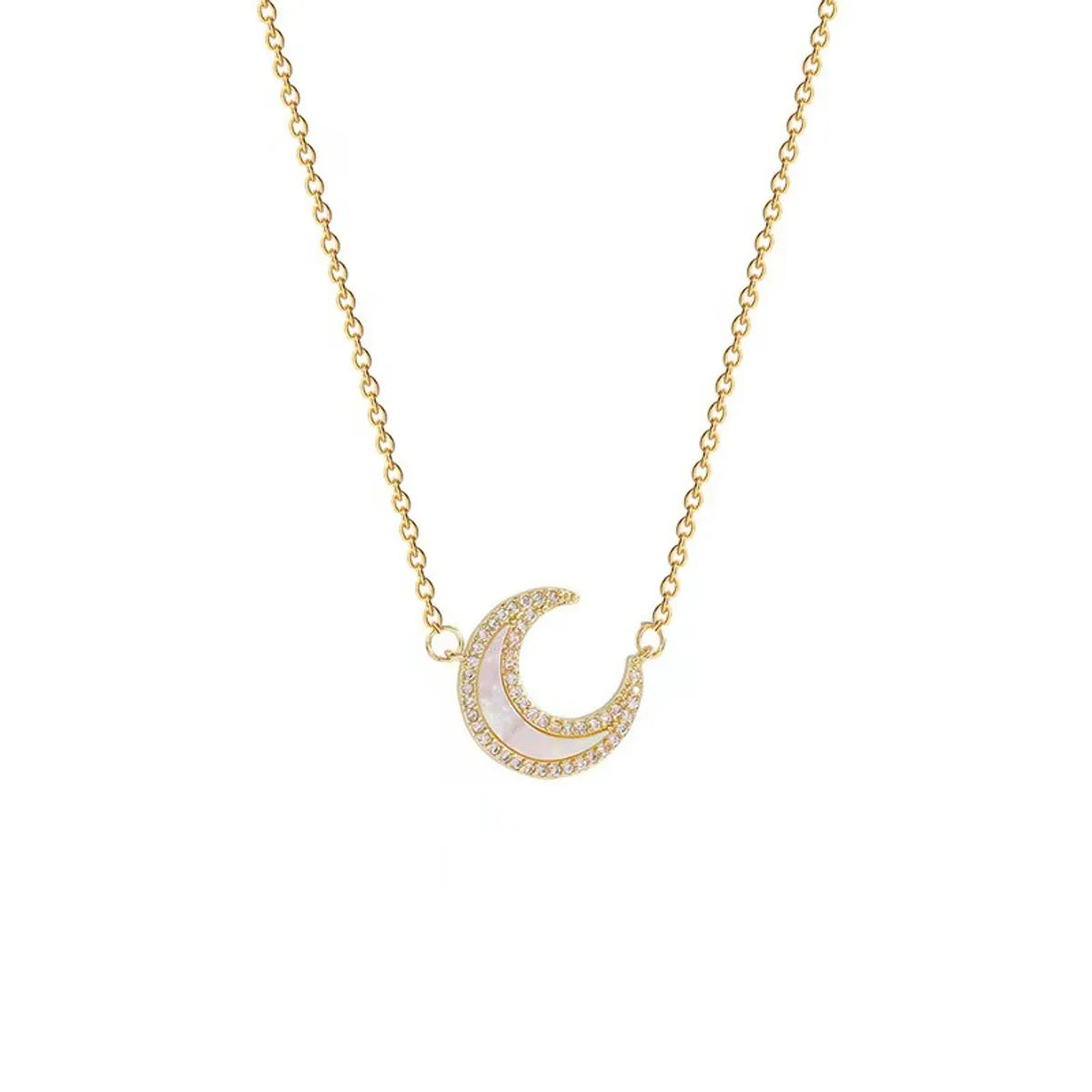 Super Fairy Zircon Moon Necklace ~ Ins Special-interest Design Super Flash High-grade Light Luxury Clavicle Chain 2023 New Fashion Women