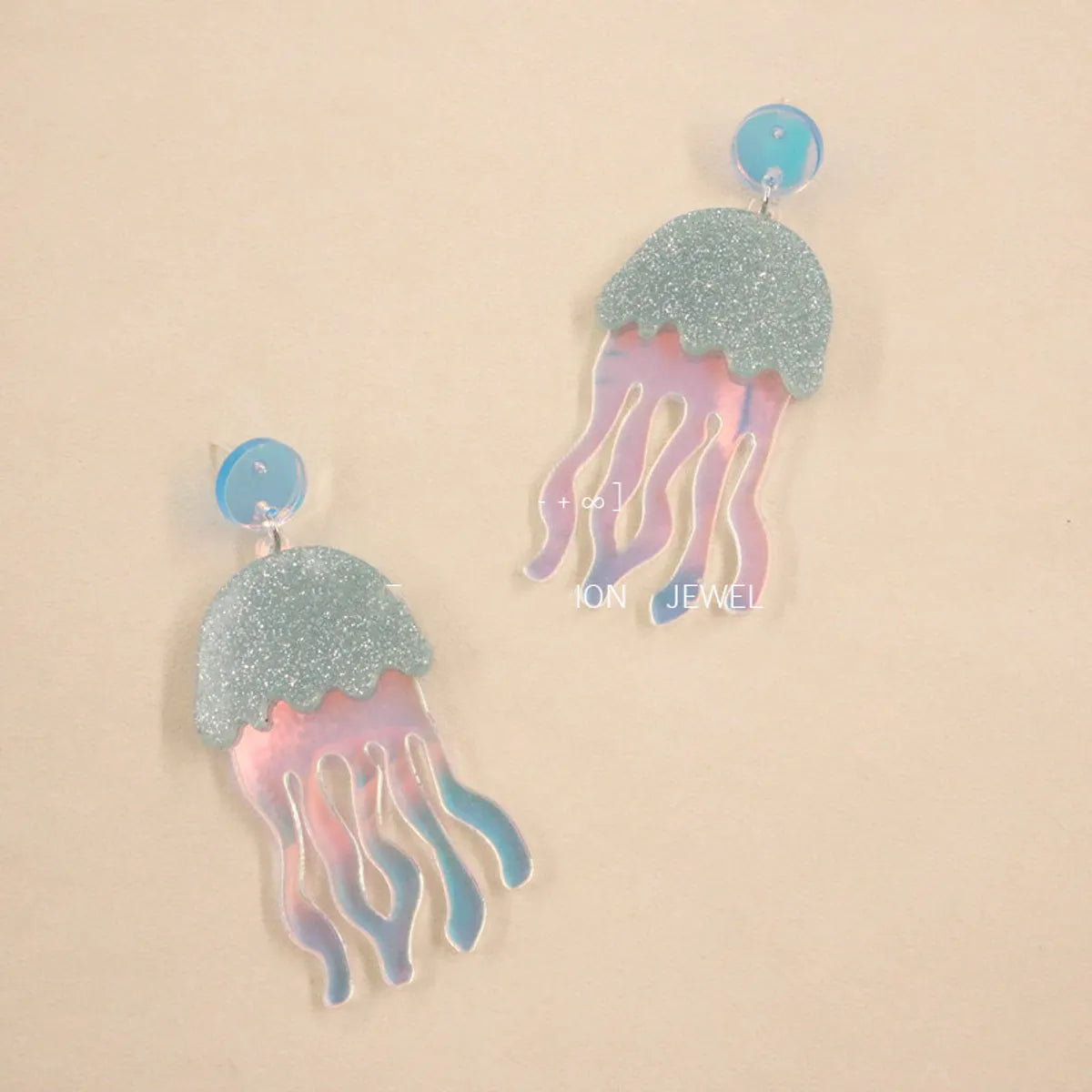 Super Shiny Silver Acrylic Colorful Earrings Pink Jellyfish Laser Acrylic Earrings Wholesale