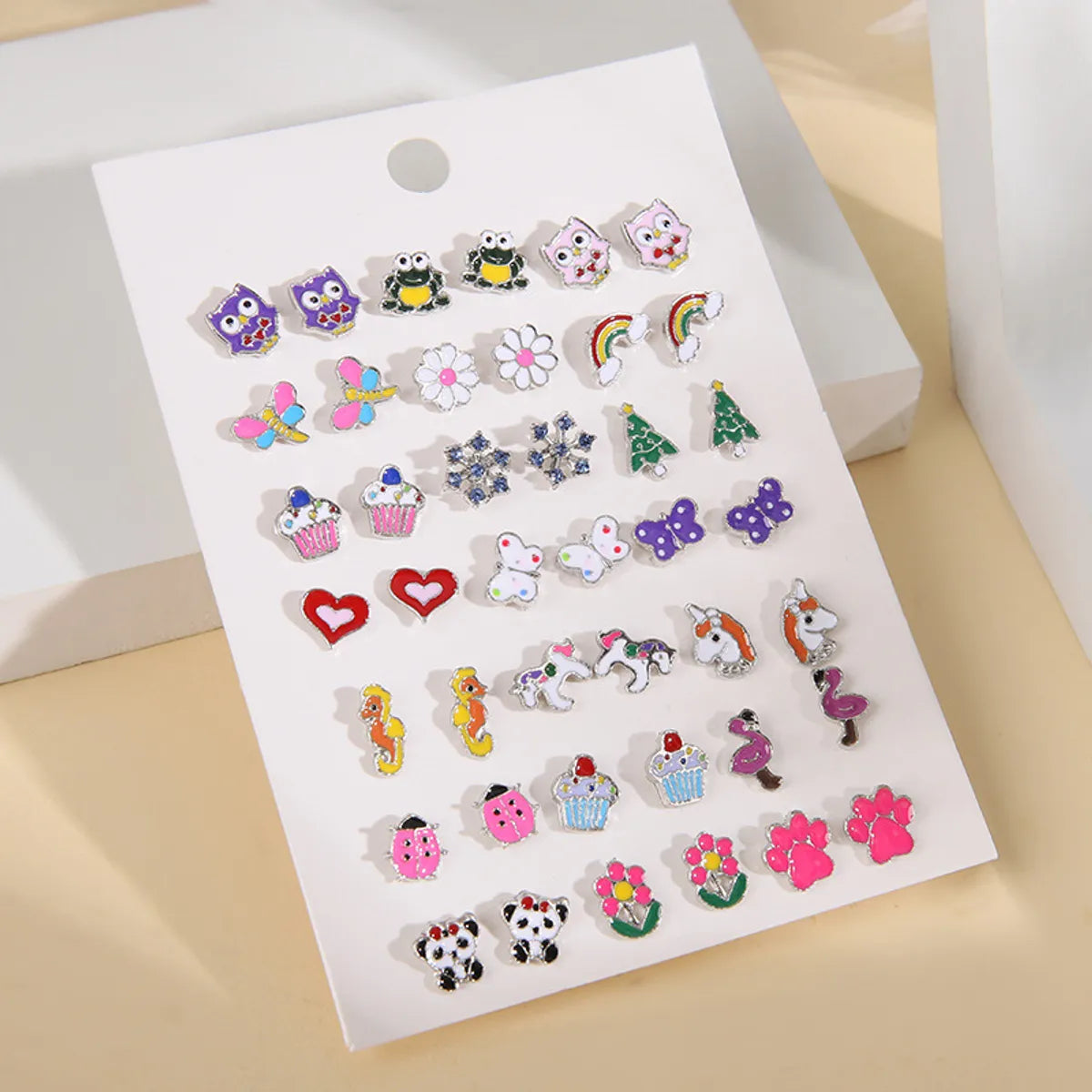 1 Set Sweet Animal Flower Snowflake Enamel Butterfly Alloy Ear Studs