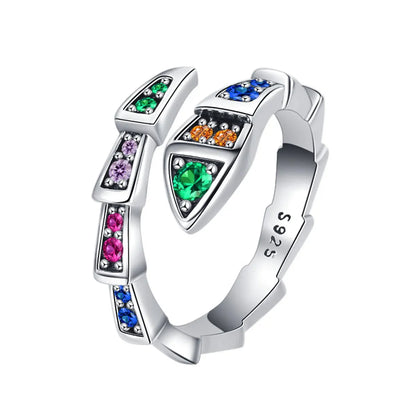 Sweet Animal Sterling Silver Plating Inlay Artificial Gemstones Open Ring