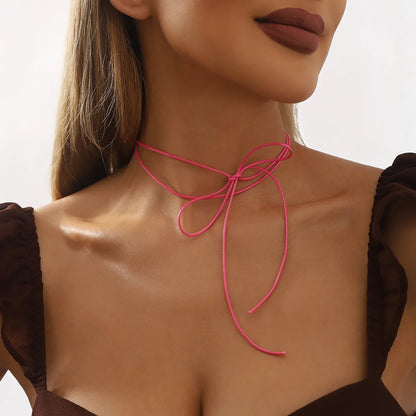 Sweet Artistic Bow Knot Wax Line Wholesale Choker