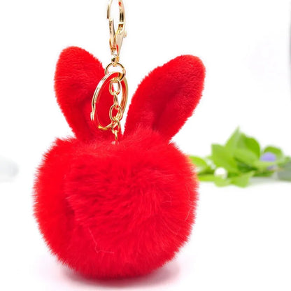 Sweet Artistic Bunny Ears Alloy Rex Rabbit Fur Women'S Keychain