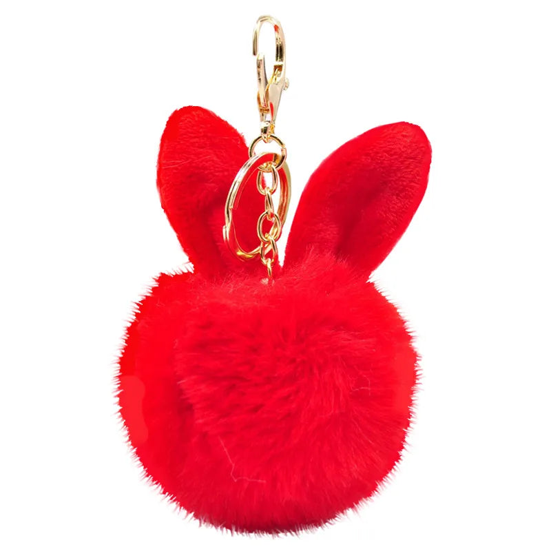 Sweet Artistic Bunny Ears Alloy Rex Rabbit Fur Women'S Keychain