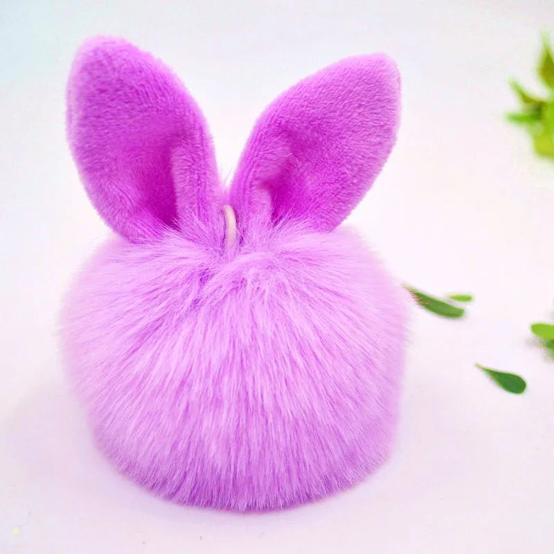 Sweet Artistic Bunny Ears Alloy Rex Rabbit Fur Women'S Keychain