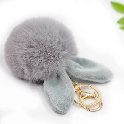 Sweet Artistic Bunny Ears Alloy Rex Rabbit Fur Women'S Keychain