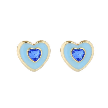 Sweet Artistic Heart Shape Alloy Plating Inlay Rhinestones Gold Plated Women's Ear Studs