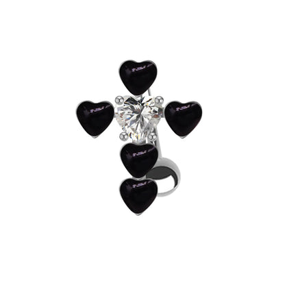 Sweet Artistic Streetwear Heart Shape Stainless Steel Arylic Copper White Gold Plated Resin Rhinestones Zircon Belly Ring In Bulk