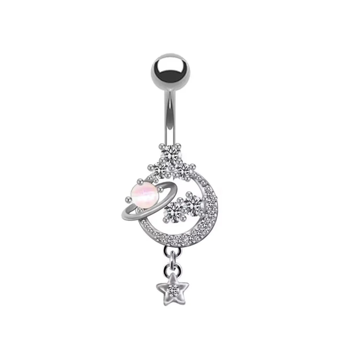 Sweet Artistic Streetwear Heart Shape Stainless Steel Arylic Copper White Gold Plated Resin Rhinestones Zircon Belly Ring In Bulk