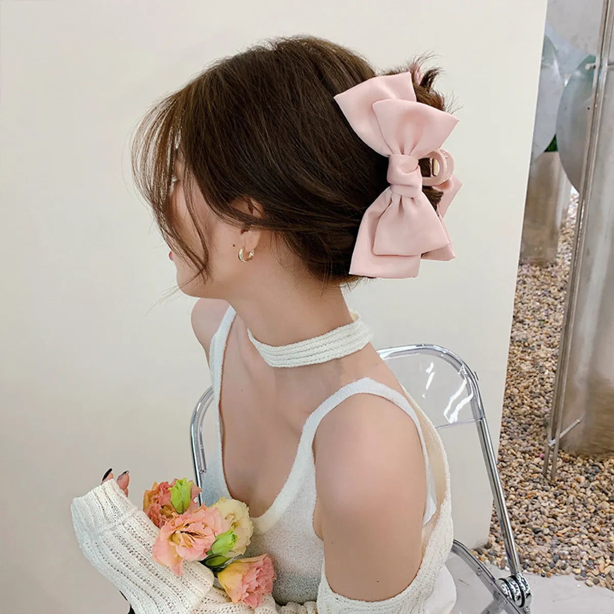 Women'S Sweet Bow Knot Arylic Cloth Hair Claws