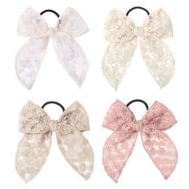 Sweet Bow Knot Cloth Flowers Hair Tie