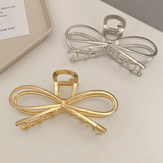 Women'S Sweet Bow Knot Metal Plating Hair Claws