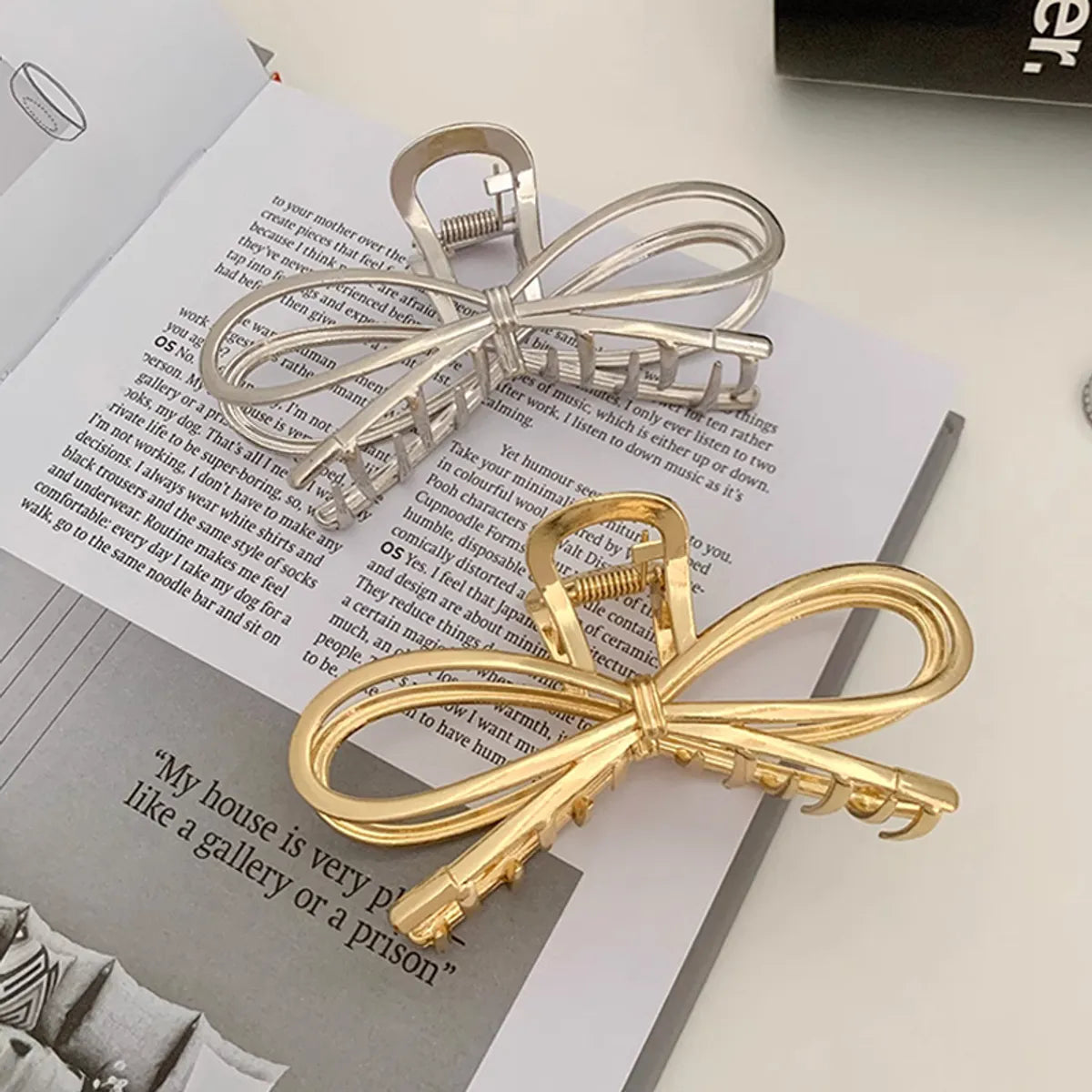 Women'S Sweet Bow Knot Metal Plating Hair Claws