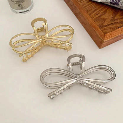 Women'S Sweet Bow Knot Metal Plating Hair Claws