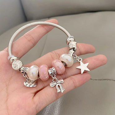 Sweet Bow Knot Stainless Steel Plating Bangle