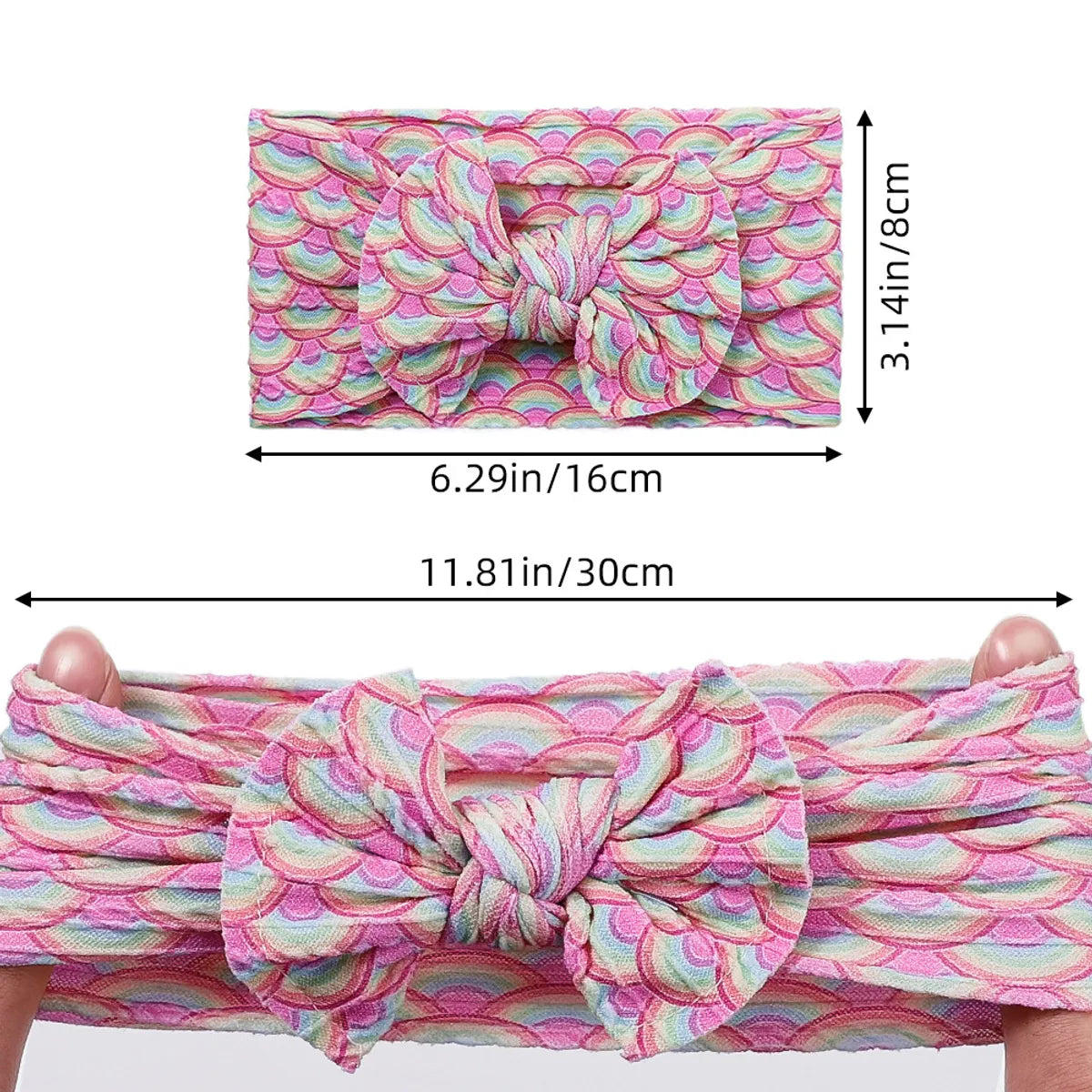 Sweet Bow Knot Synthetic Yarn Printing Hair Band