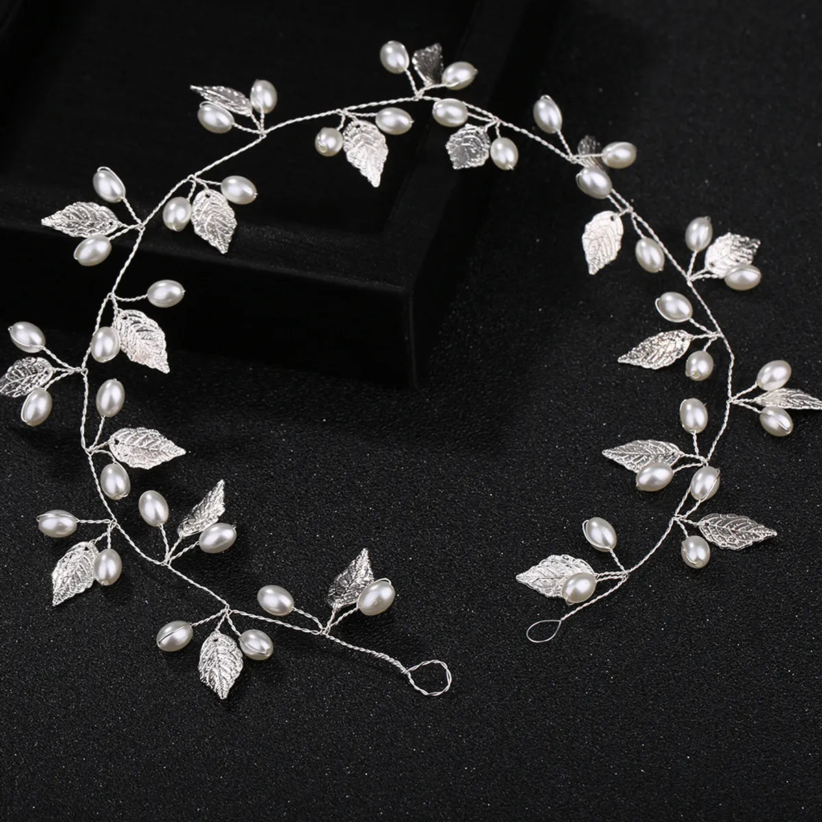 Sweet Bride Golden Headdress Leaves Pearl Hairband Hair Accessories