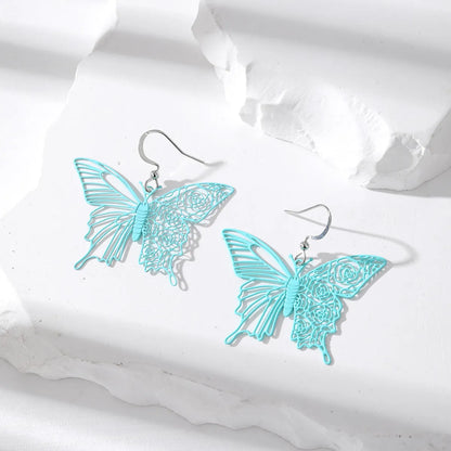 Sweet Butterfly Alloy Hollow Out Women'S Drop Earrings