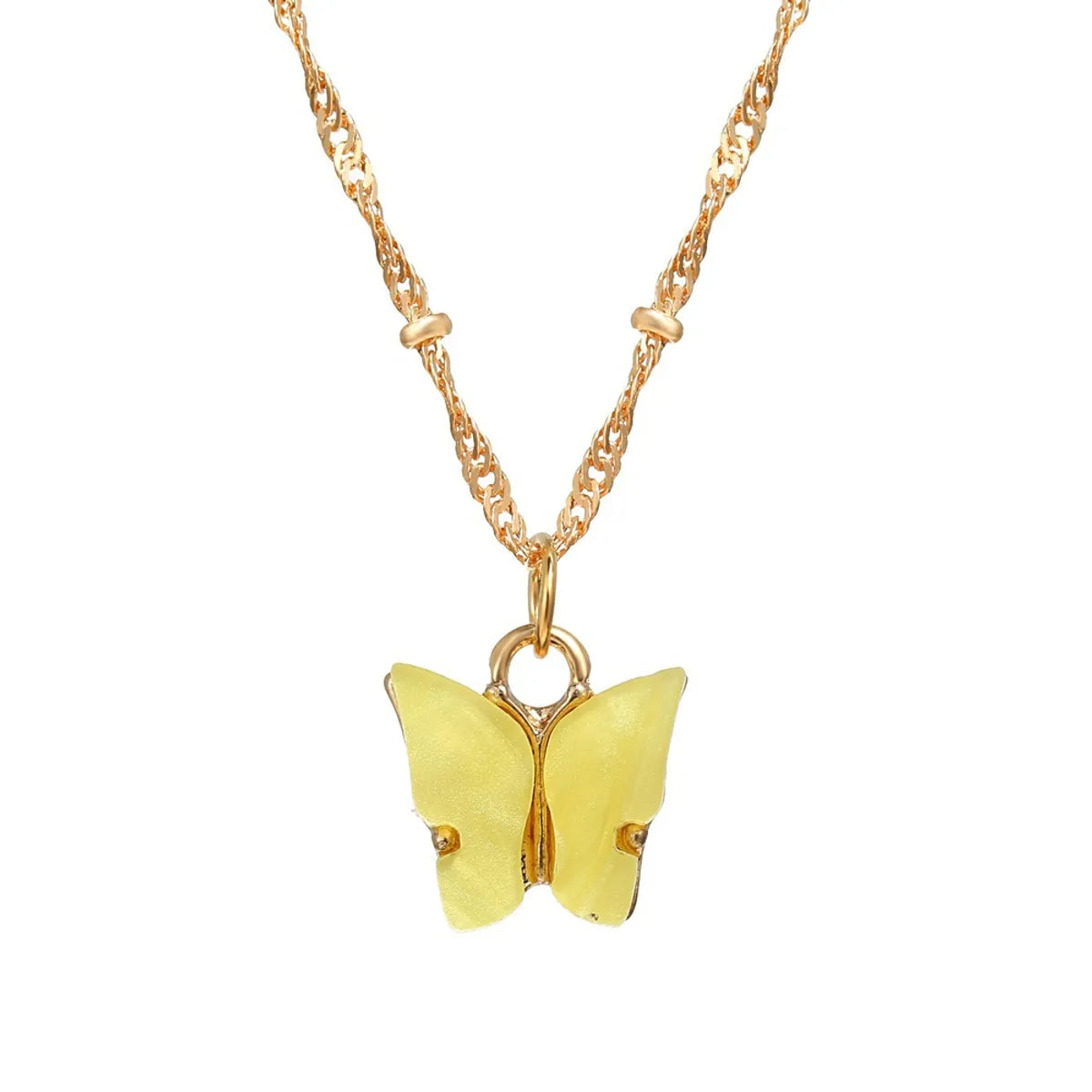 Sweet Butterfly Alloy Pearl Plating Pendant Necklace 1 Piece