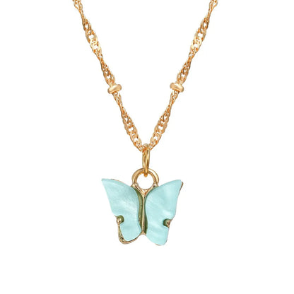 Sweet Butterfly Alloy Pearl Plating Pendant Necklace 1 Piece