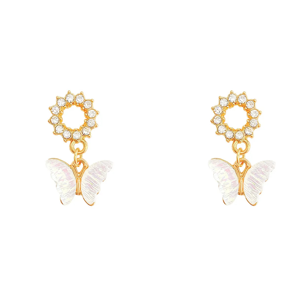 Sweet Butterfly Alloy Plating Inlay Resin Rhinestones Women's Drop Earrings