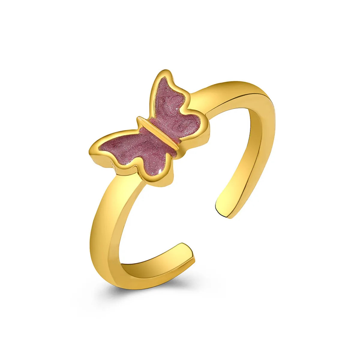 Sweet Butterfly Alloy Plating Women'S Open Ring