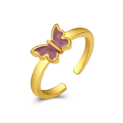 Sweet Butterfly Alloy Plating Women'S Open Ring