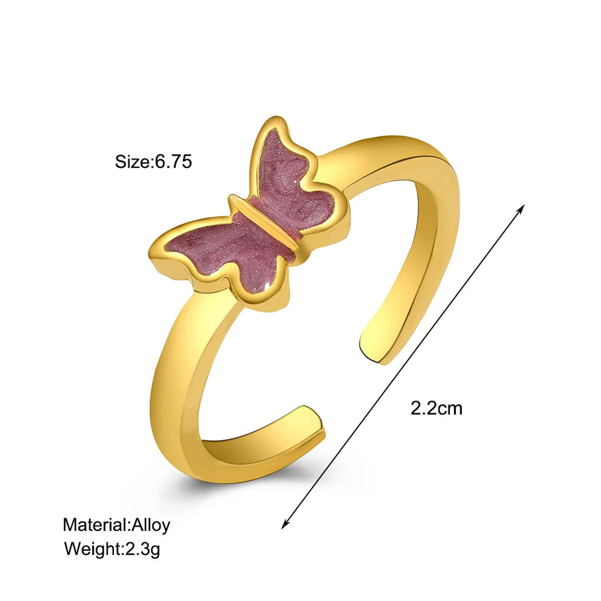 Sweet Butterfly Alloy Plating Women'S Open Ring