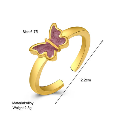 Sweet Butterfly Alloy Plating Women'S Open Ring