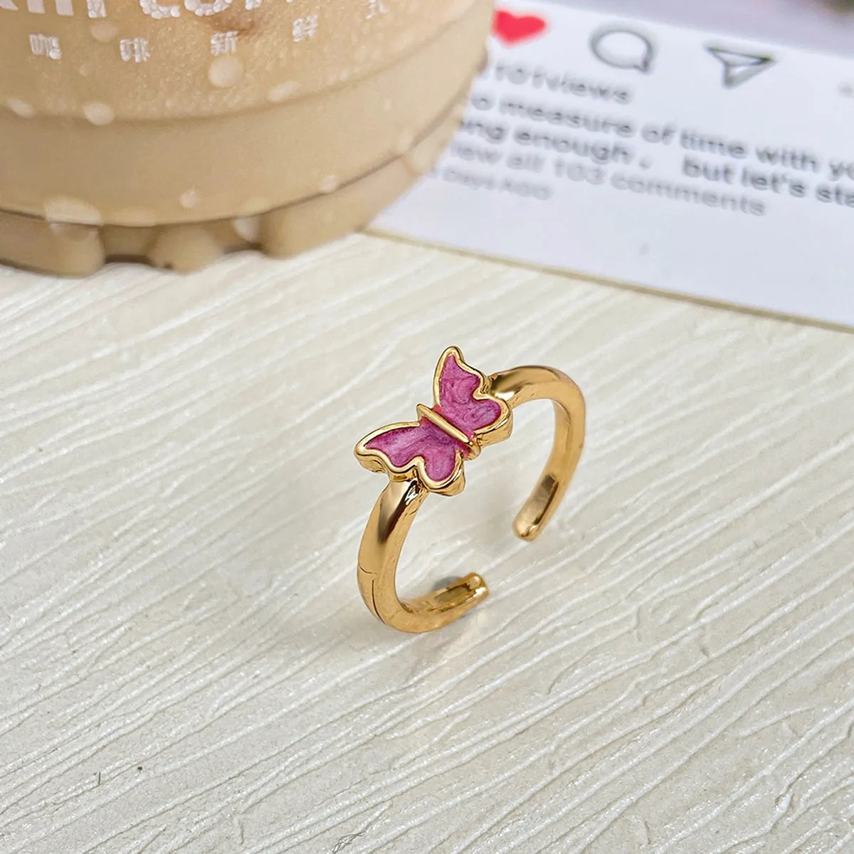 Sweet Butterfly Alloy Plating Women'S Open Ring