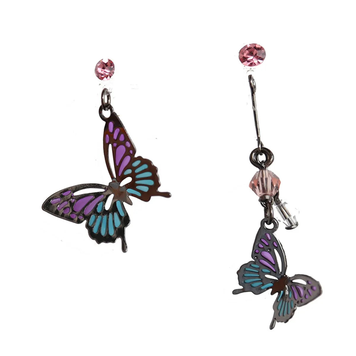 Sweet Butterfly Metal Enamel Women's Earrings 1 Pair