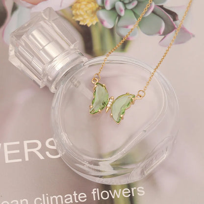 Sweet Butterfly Stainless Steel Necklace Plating Glass Stainless Steel Necklaces