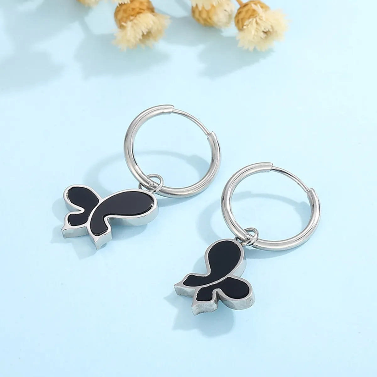 Sweet Butterfly Stainless Steel Plating Acrylic Drop Earrings 1 Pair