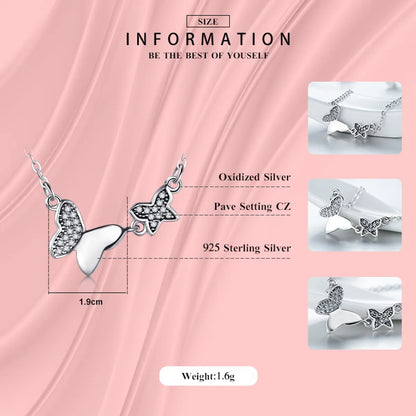 Sweet Butterfly Sterling Silver Plating Inlay Zircon Thai Silver Pendant Necklace