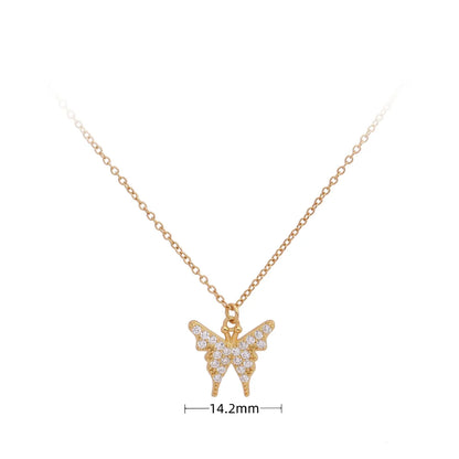 Sweet Butterfly Sterling Silver Zircon Pendant Necklace In Bulk