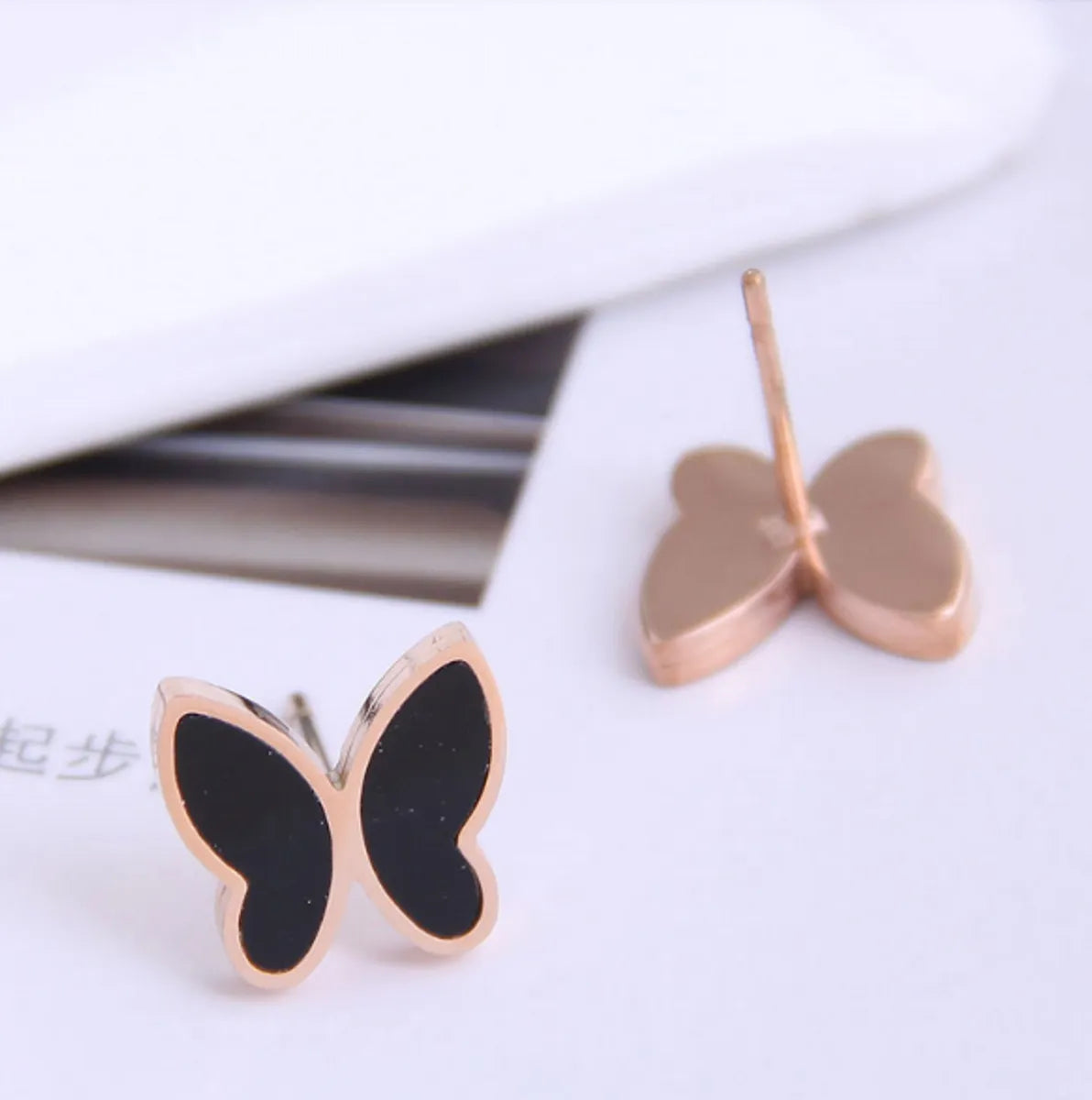 Sweet Butterfly Titanium Steel Ear Studs Plating Stainless Steel Earrings