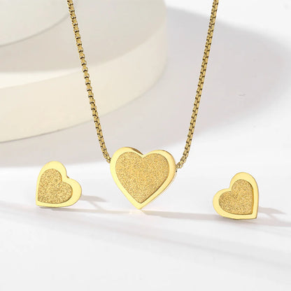 Sweet Butterfly Titanium Steel Heart Butterfly Titanium Steel 18k Gold Plated Jewelry Set