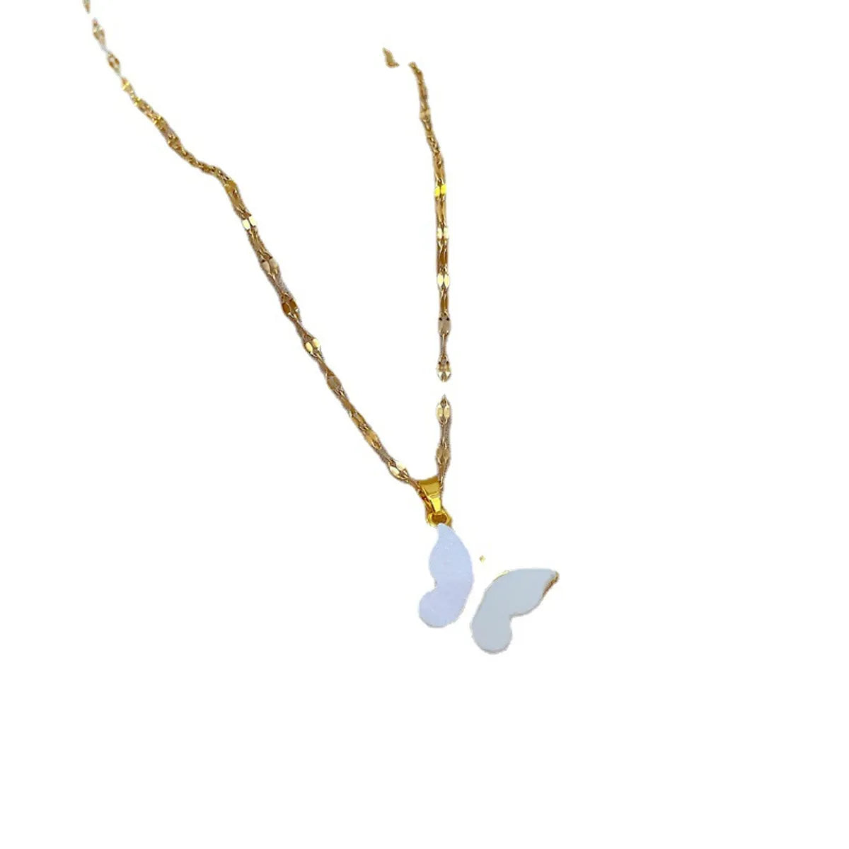 Sweet Butterfly Titanium Steel Inlay Shell Necklace