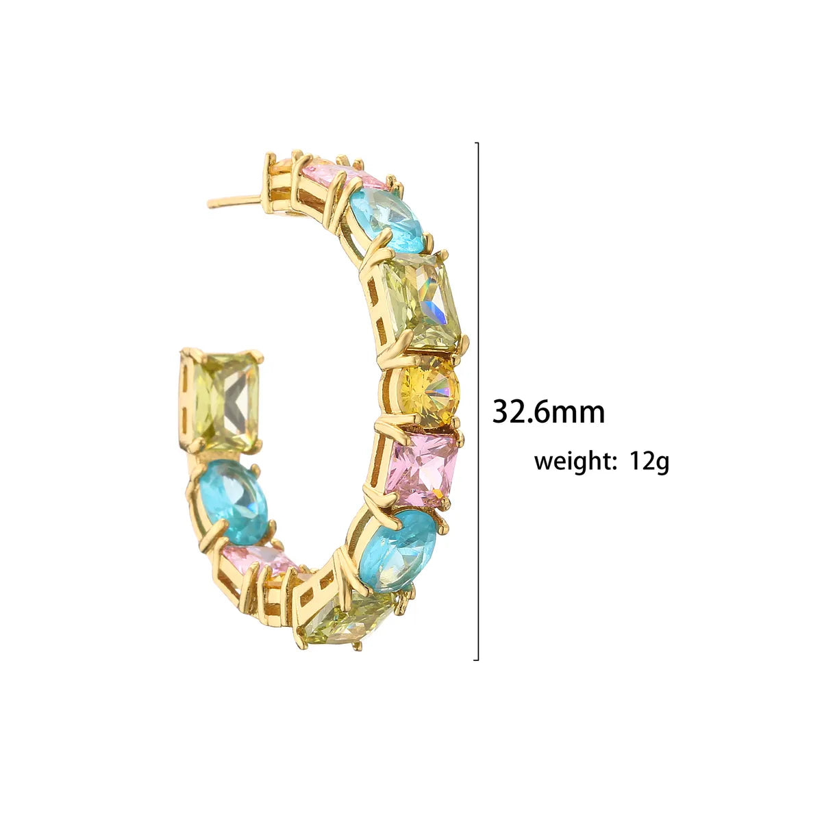 Sweet C Shape Square Water Droplets Copper Rings Earrings In Bulk