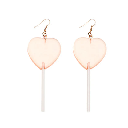 Sweet Candy Color Heart Lollipop Earrings